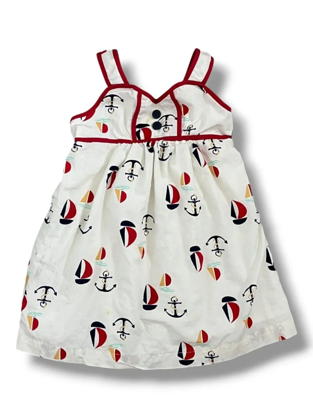 Hanna Andersson Nautical Sailboat Anchor Sun Dress Size 3Y 90cm